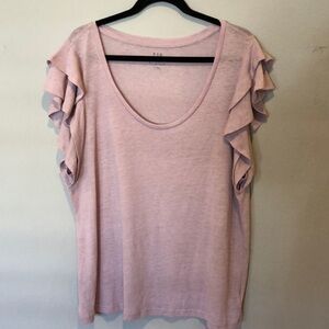 Gap Ruffled Sleeve Lavender Linen Blend Blouse, xl tall